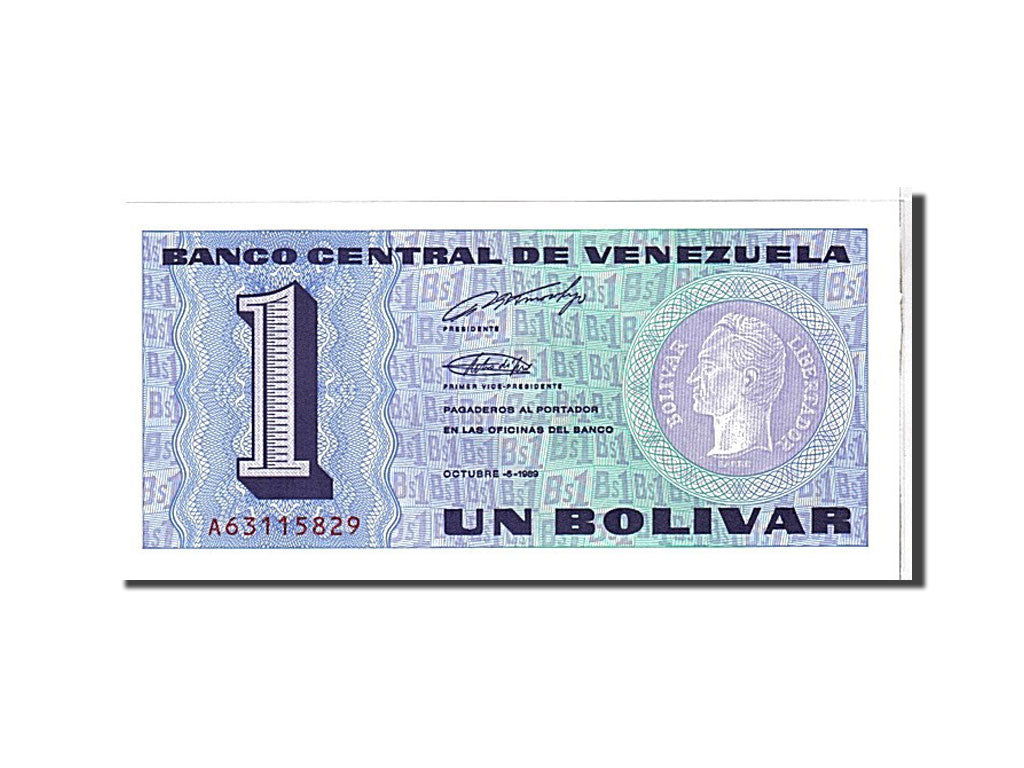 Banknote, Venezuela, 1 Bolivar, 1989, KM:68, UNC(65-70)