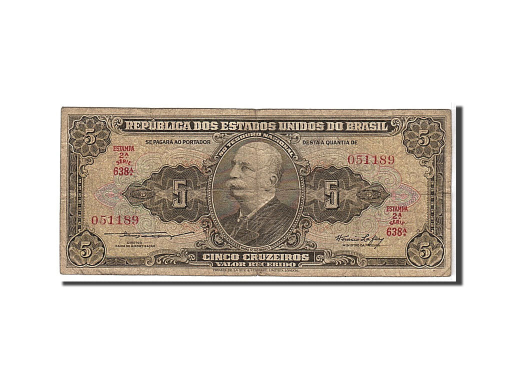 Brazil, 5 Cruzeiros, 1953, KM #158a, VF(20-25), 051189