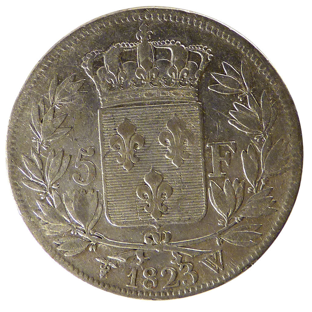 Münze, Frankreich, Louis XVIII, Louis XVIII, 5 Francs, 1823, Lille, S+, Silber