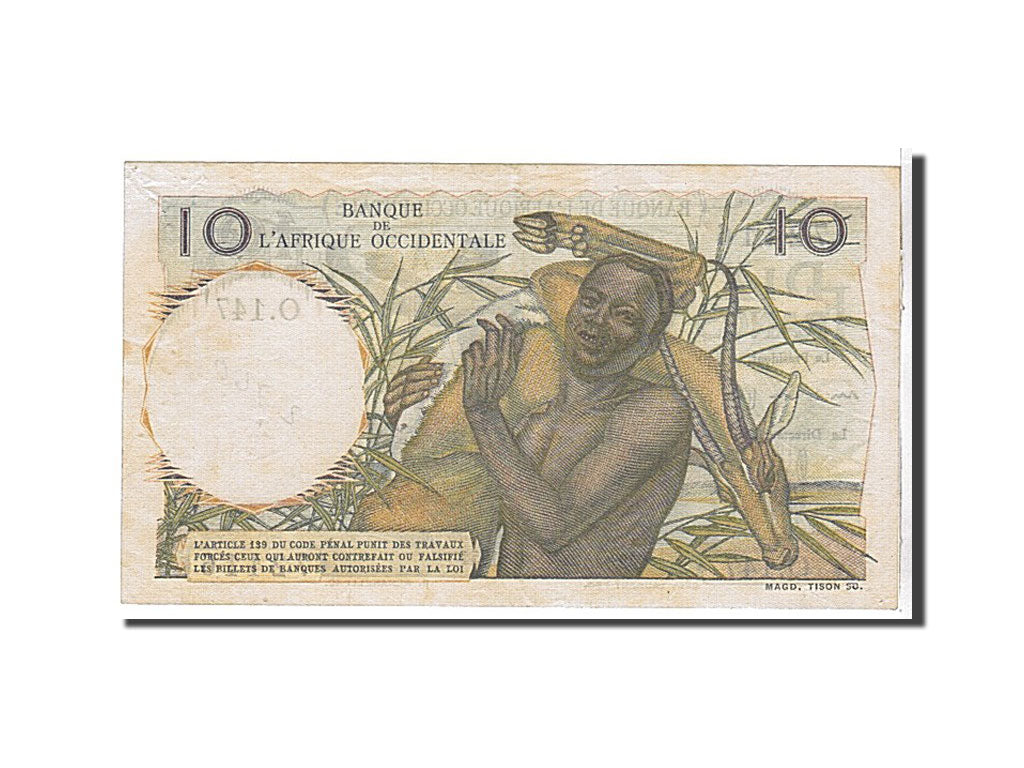 Banknote, French West Africa, 10 Francs, 1954, KM:37, EF(40-45)