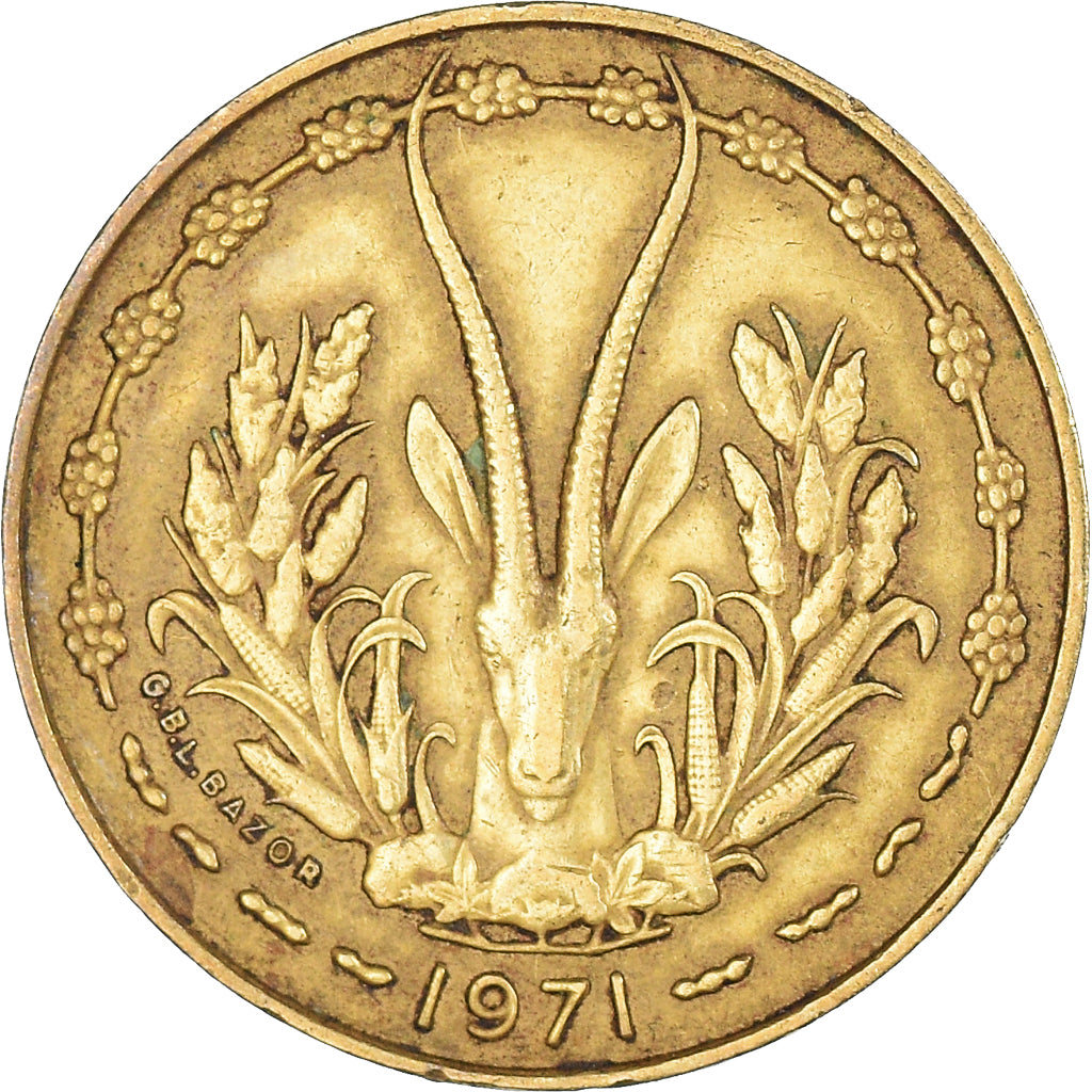 Moneta, Stati dell'Africa occidentale, 10 Francs, 1971