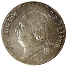 FRANCE, Louis XVIII, 5 Francs, 1824, Paris, KM #711.1, EF(40-45), Silver,...