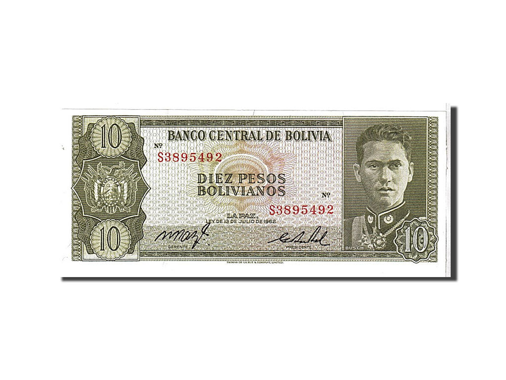 Bolivia, 10 Pesos Bolivianos, 1962, KM #154a, UNC(65-70), S3895492