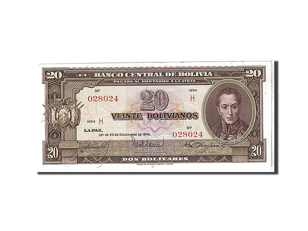 Bolivia, 20 Bolivianos, 1945, KM #140a, UNC(65-70), 028024H