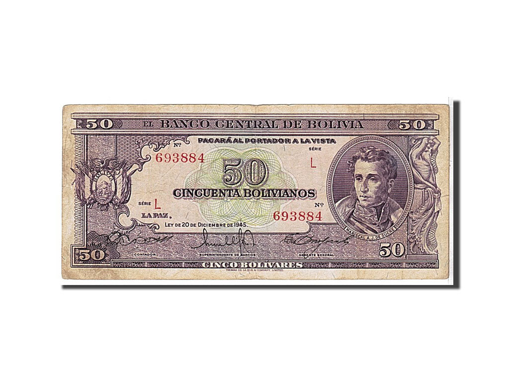 Bolivia, 50 Bolivianos, 1945, KM #141, EF(40-45), 693884