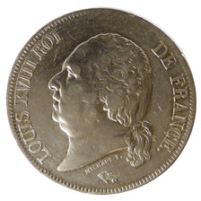 FRANCE, Louis XVIII, 5 Francs, 1824, Rouen, VF(30-35), Silver, Gadoury #614,...