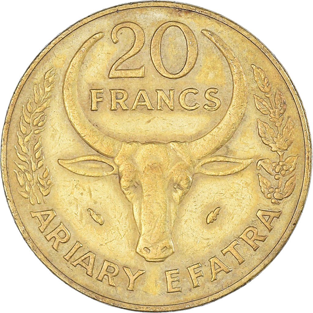 Coin, Madagascar, 20 Francs, 4 Ariary, 1982