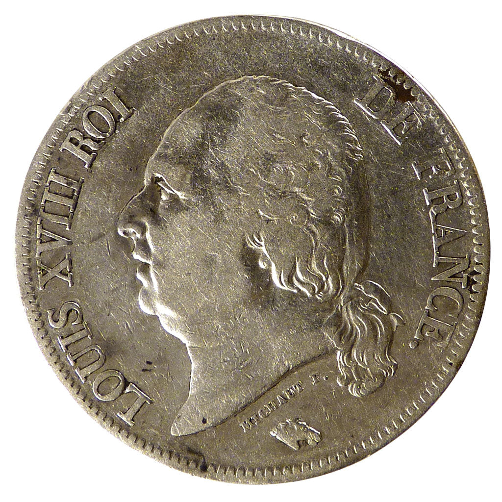FRANCE, 5 Francs, 1824, Lille, VF(30-35), Silver, Gadoury #614, 24.70