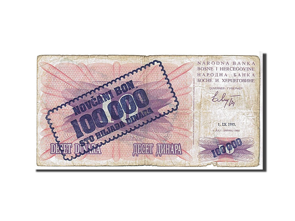 Bosnia - Herzegovina, 100,000 Dinara, 1993, KM #34a, VF(20-25), BG82879902