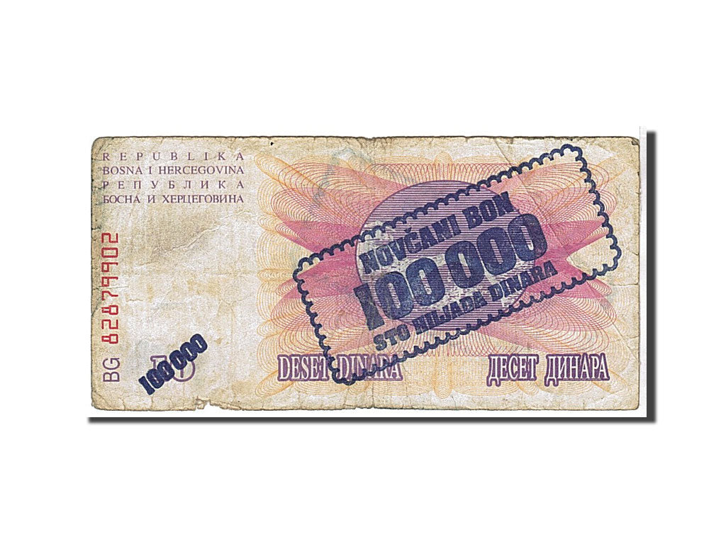 Bosnia - Herzegovina, 100,000 Dinara, 1993, KM #34a, VF(20-25), BG82879902