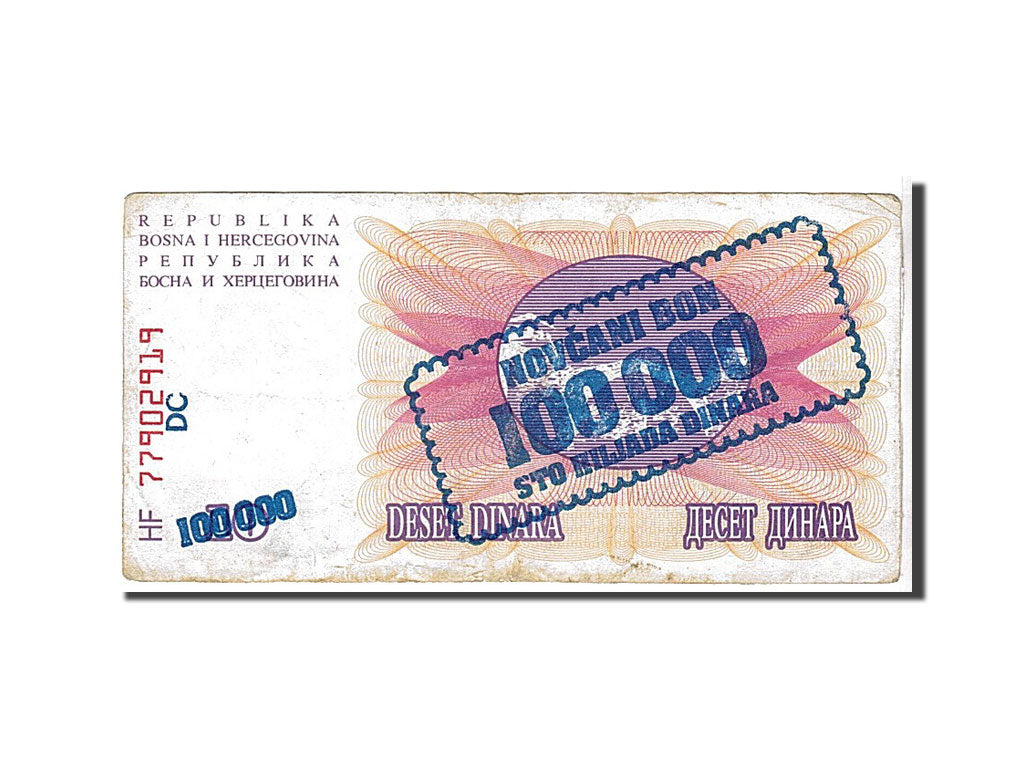 Banknote, Bosnia - Herzegovina, 100,000 Dinara, 1993, KM:34a, EF(40-45)