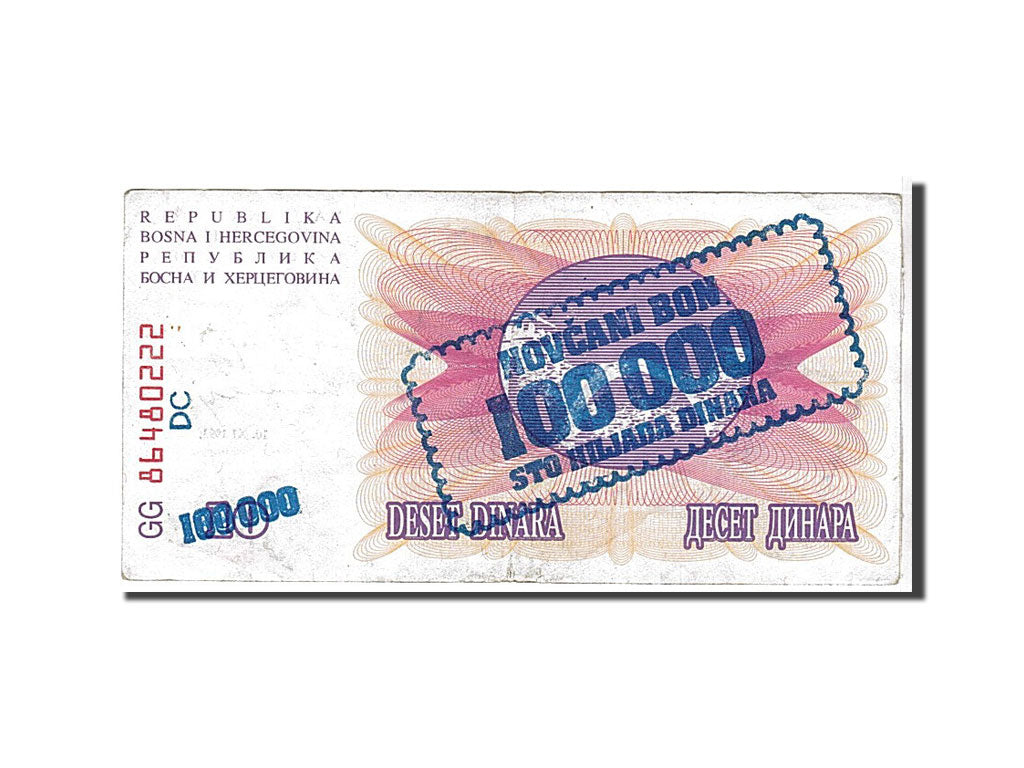 Geldschein, Bosnia - Herzegovina, 100,000 Dinara, 1993, KM:34a, SS