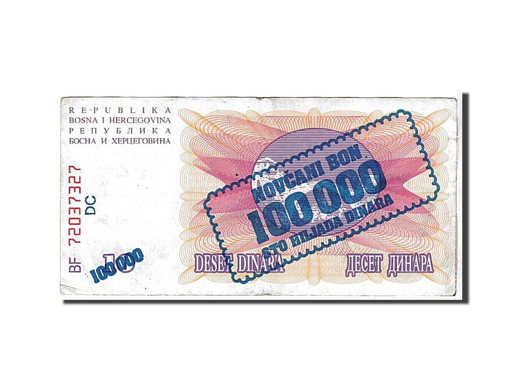 Billet, Bosnia - Herzegovina, 100,000 Dinara, 1993, TTB