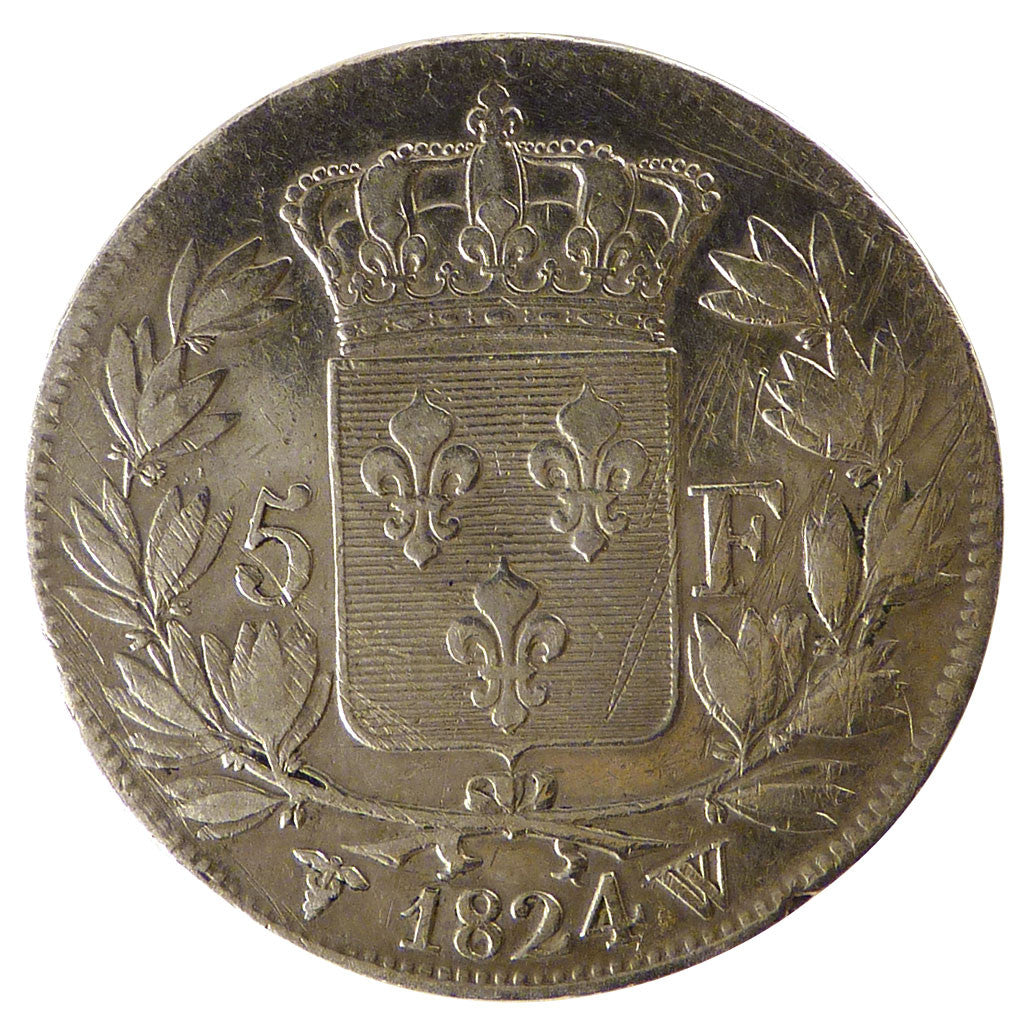 Coin, France, Louis XVIII, Louis XVIII, 5 Francs, 1824, Lille, EF(40-45)