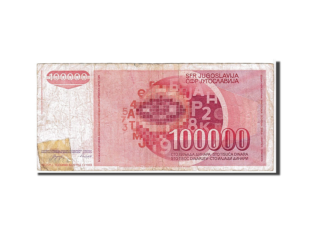 Banknote, Yugoslavia, 100,000 Dinara, 1989, KM:97, VF(20-25)