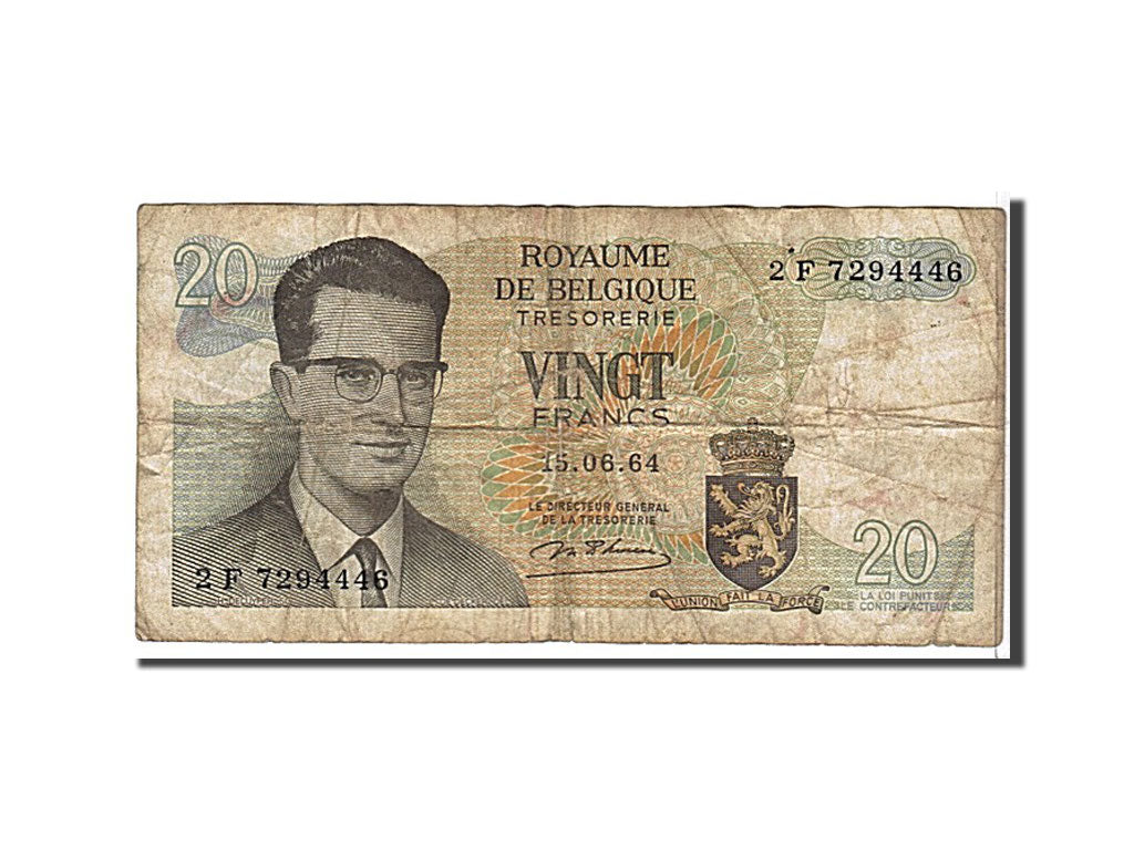 Billete, 20 Francs, 1964, Bélgica, BC+