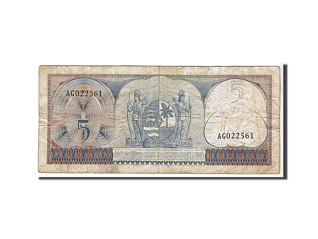 Suriname, 5 Gulden, 1963, KM #120b, VF(30-35), AG022561