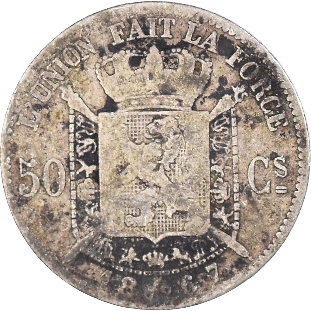 Moeda, Bélgica, 50 Centimes, 1867
