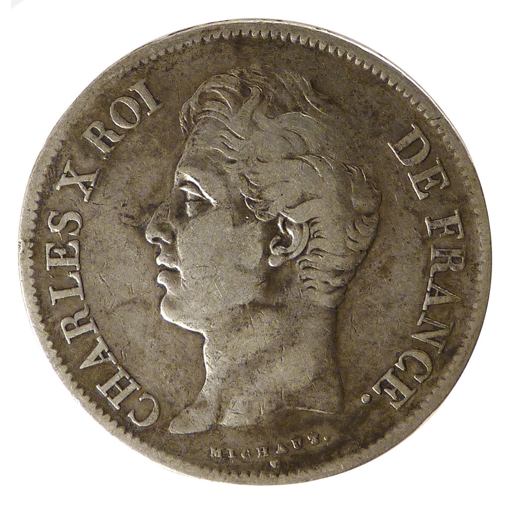 FRANCE, Charles X, 5 Francs, 1827, Lille, KM #728.13, VF(30-35), Silver,...