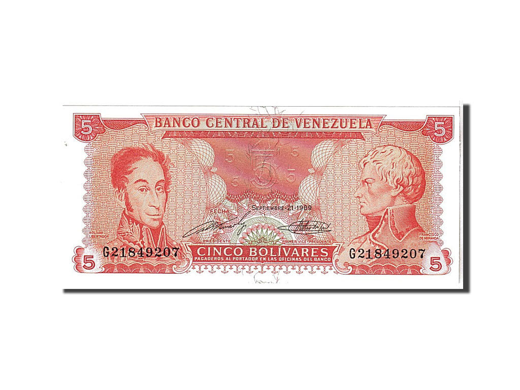 Venezuela, 5 Bolívares, 1989, KM #70b, UNC(65-70), G21849207
