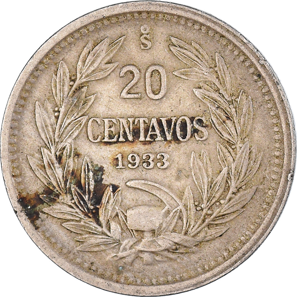 Münze, Chile, 20 Centavos, 1933