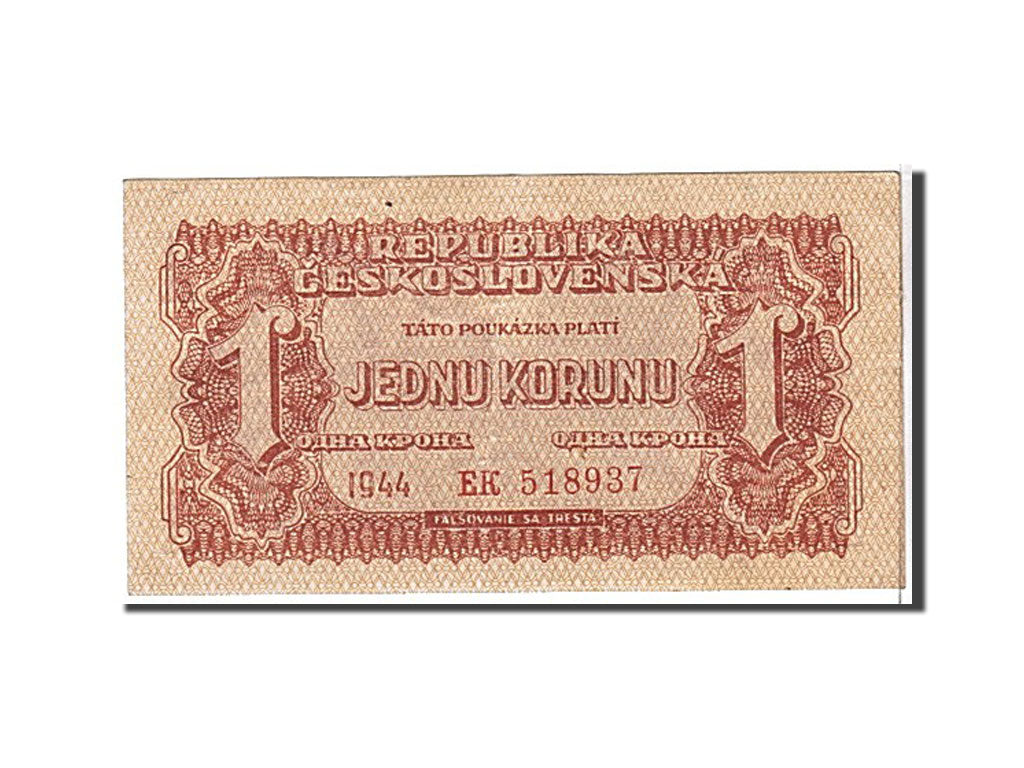 Czechoslovakia, 1 Koruna, 1944, KM #45a, AU(55-58), EK518937