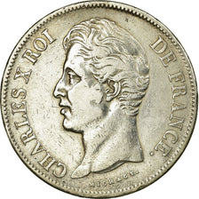 Munten, Frankrijk, Charles X, 5 Francs, 1828, Paris, ZF, Zilver, Gadoury:644