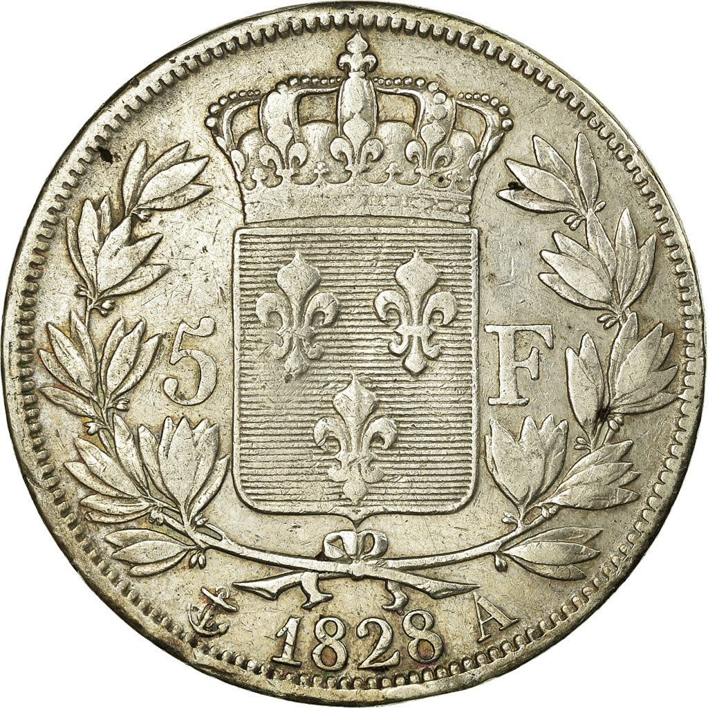 Coin, France, Charles X, 5 Francs, 1828, Paris, EF(40-45), Silver, Gadoury:644