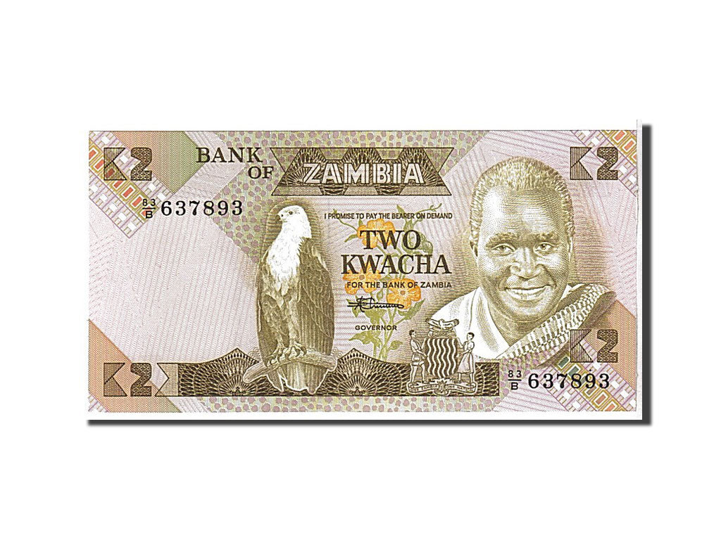 Billet, Zambie, 2 Kwacha, 1980, NEUF