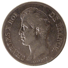 Francia, Charles X, 5 Francs, 1828, Rouen, MB+, Argento, KM:728.2, Gadoury:644