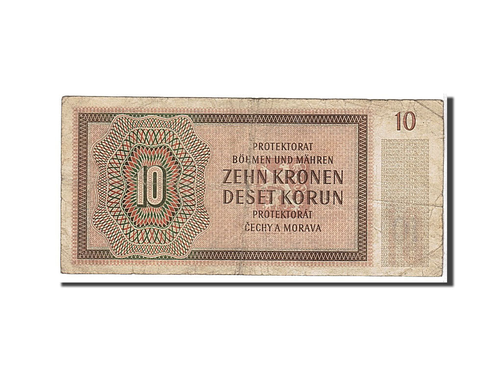Bohemia and Moravia, 10 Korun, 1942, KM #8a, VF(30-35), 744681