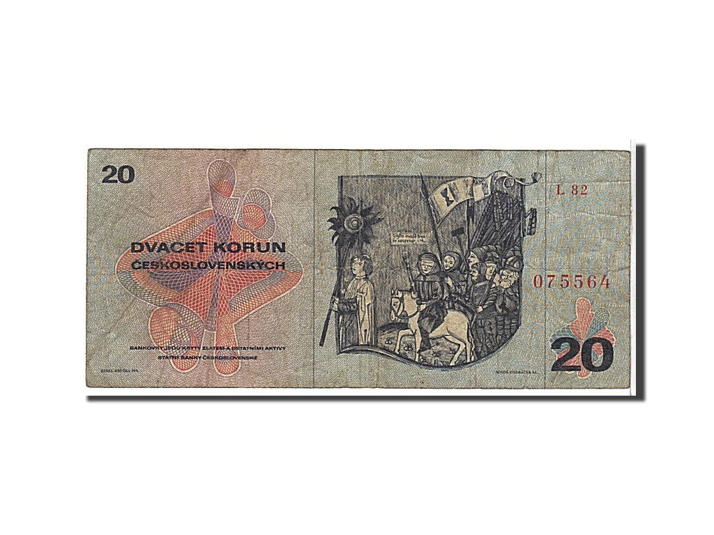 Billete, 20 Korun, 1970, Checoslovaquia, MBC