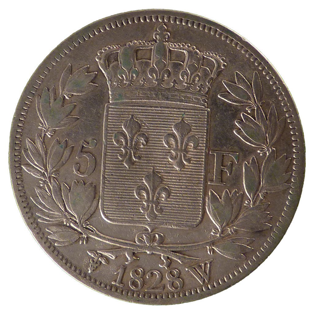 FRANCE, Charles X, 5 Francs, 1828, Lille, KM #728.13, AU(50-53), Silver,...