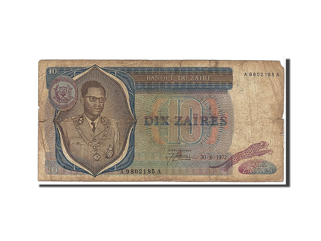 Banknote, Zaire, 10 Zaïres, 1972, KM:23a, VF(20-25)