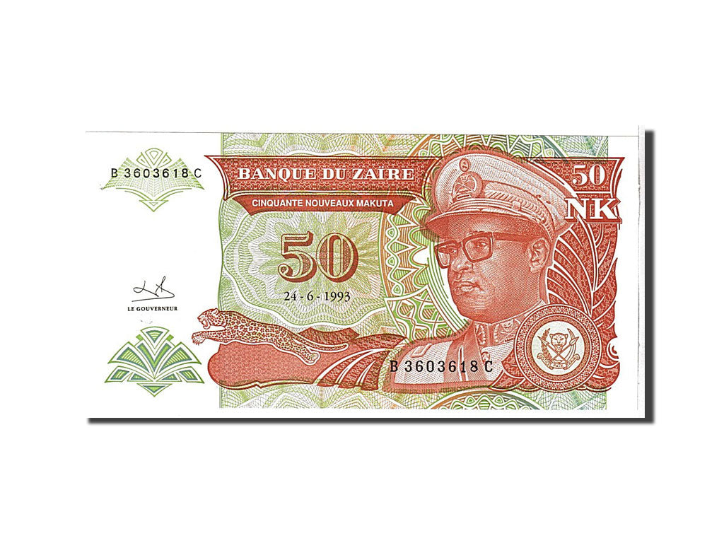 Banknote, Zaire, 50 Nouveaux Zaïres, 1993, KM:59a, UNC(65-70)