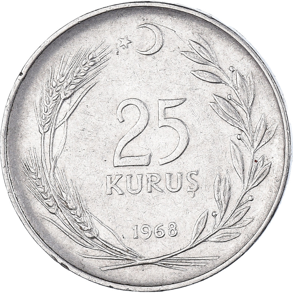 Monnaie, Turquie, 25 Kurus, 1968