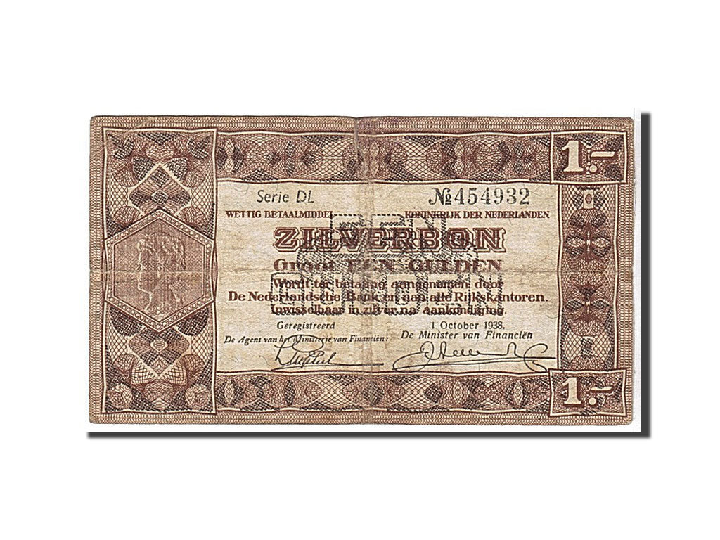 Billete, 1 Gulden, 1938, Países Bajos, KM:61, MBC