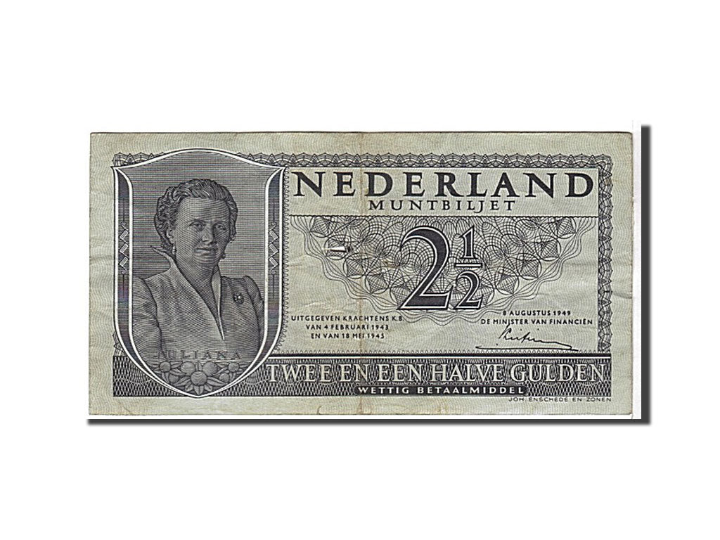Biljet, Nederland, 2 1/2 Gulden, 1949, TTB