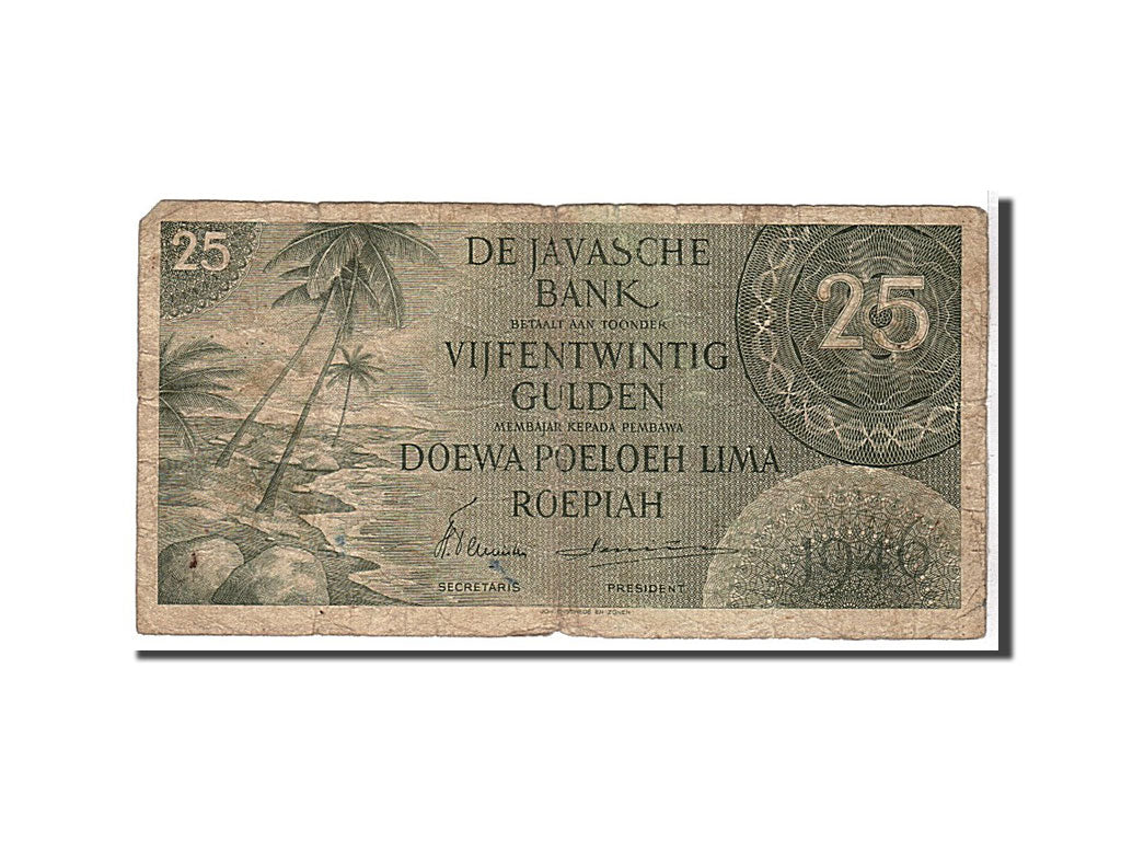 Netherlands Indies, 25 Gulden, 1946, KM #91, VG(8-10), POS053036
