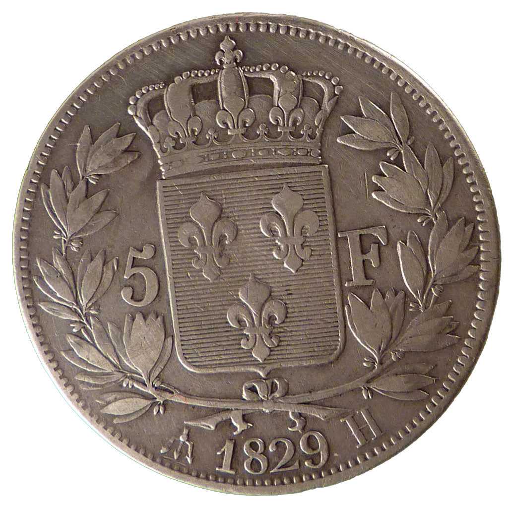 FRANCE, 5 Francs, 1829, La Rochelle, EF(40-45), Silver, Gadoury #644, 24.50