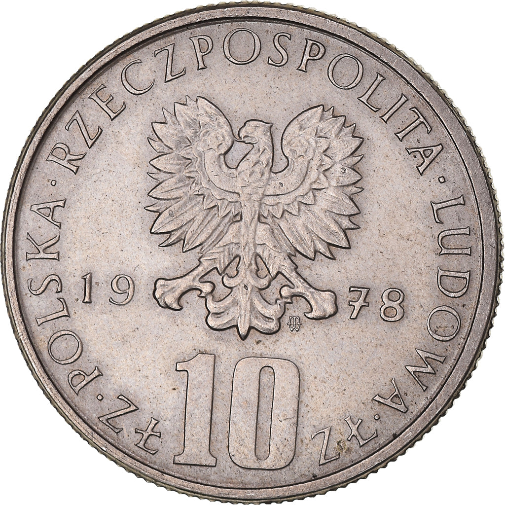 Coin, Poland, Boleslaw Prus, 10 Zlotych, 1978, Warsaw, AU(50-53), Copper-nickel