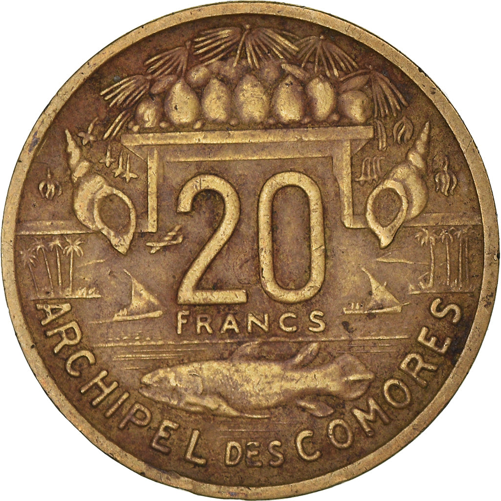 Moeda, Comores, 20 Francs, 1964, Paris, EF(40-45), Alumínio-Bronze, KM:8