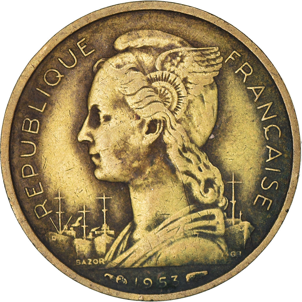 Münze, Madagascar, 10 Francs, 1953, Paris, S+, Aluminum-Bronze, KM:6