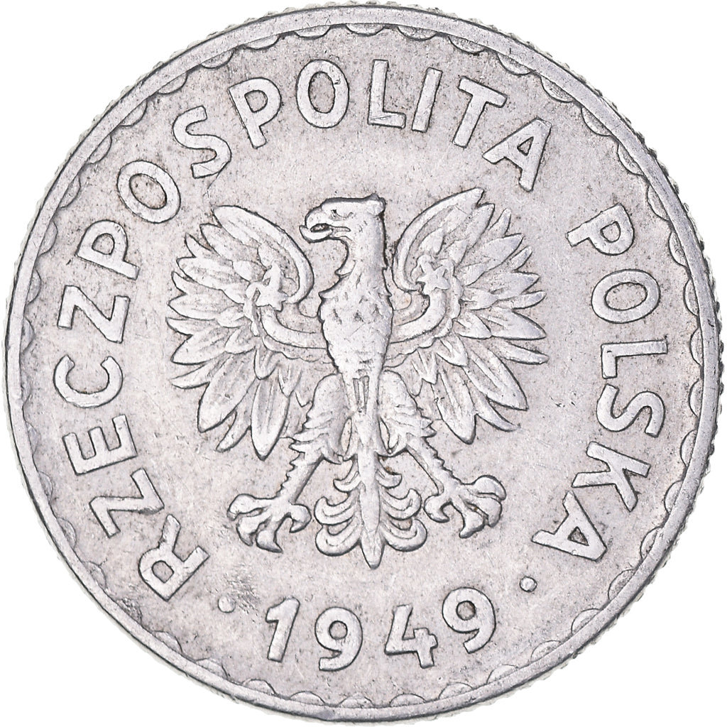 Moneta, Polska, Zloty, 1949, Warsaw, VF(30-35), Aluminium, KM:45a