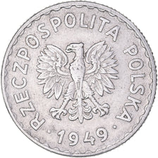 Moneta, Polska, Zloty, 1949, Warsaw, VF(30-35), Aluminium, KM:45a