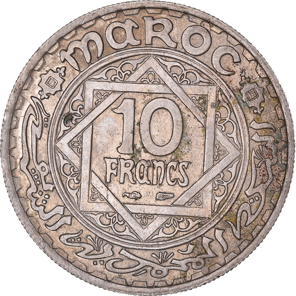 Moneta, Marocco, Mohammed V, 10 Francs, AH 1366/1946, Paris, BB, Rame-nichel