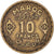 Moneda, Marruecos, Mohammed V, 10 Francs, 1371, Paris, MBC+, Aluminio - bronce
