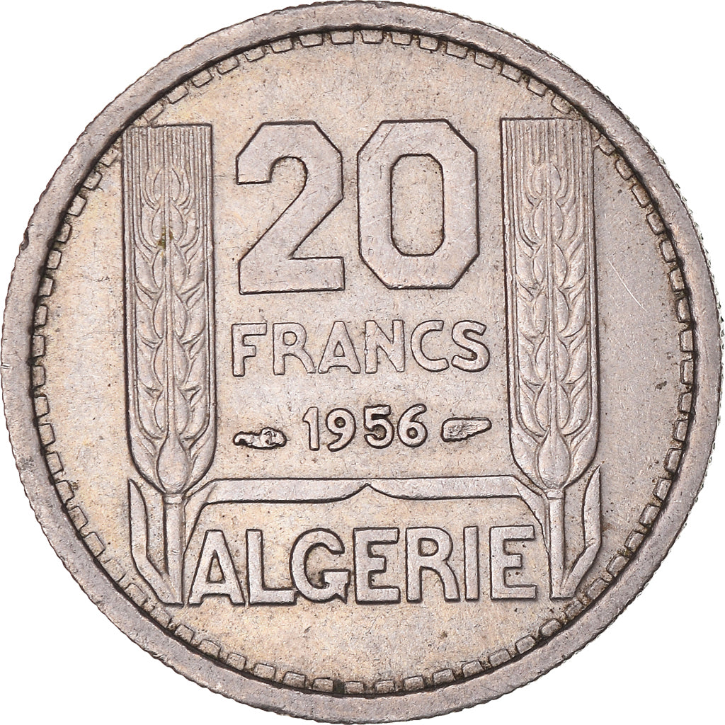 Coin, Algeria, 20 Francs, 1956, Paris, AU(55-58), Copper-nickel, KM:91