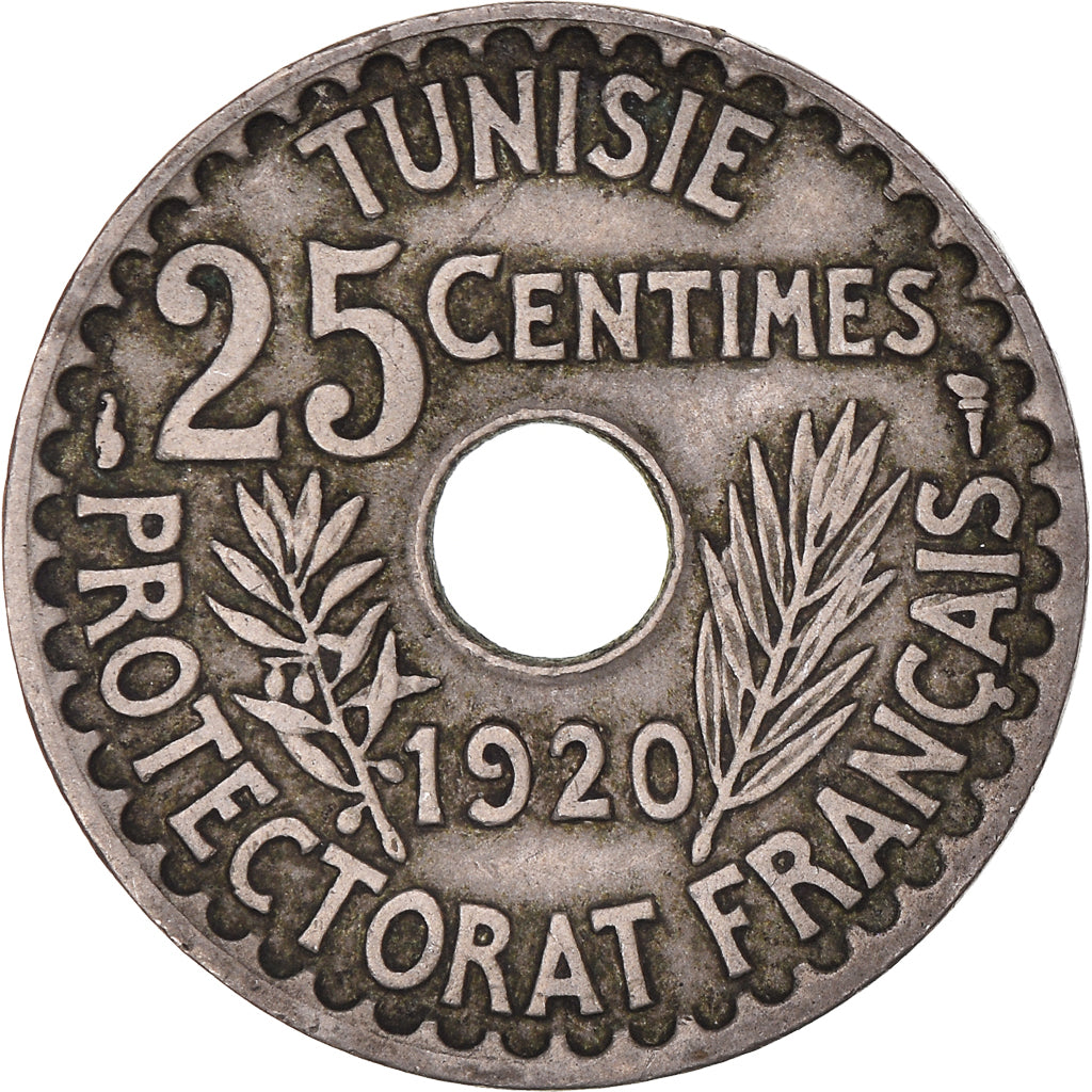 Münze, Tunesien, Muhammad al-Nasir Bey, 25 Centimes, 1920, Paris, VZ