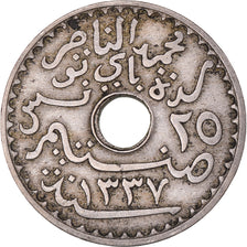 Coin, Tunisia, Muhammad al-Nasir Bey, 25 Centimes, 1919, Paris, AU(50-53)
